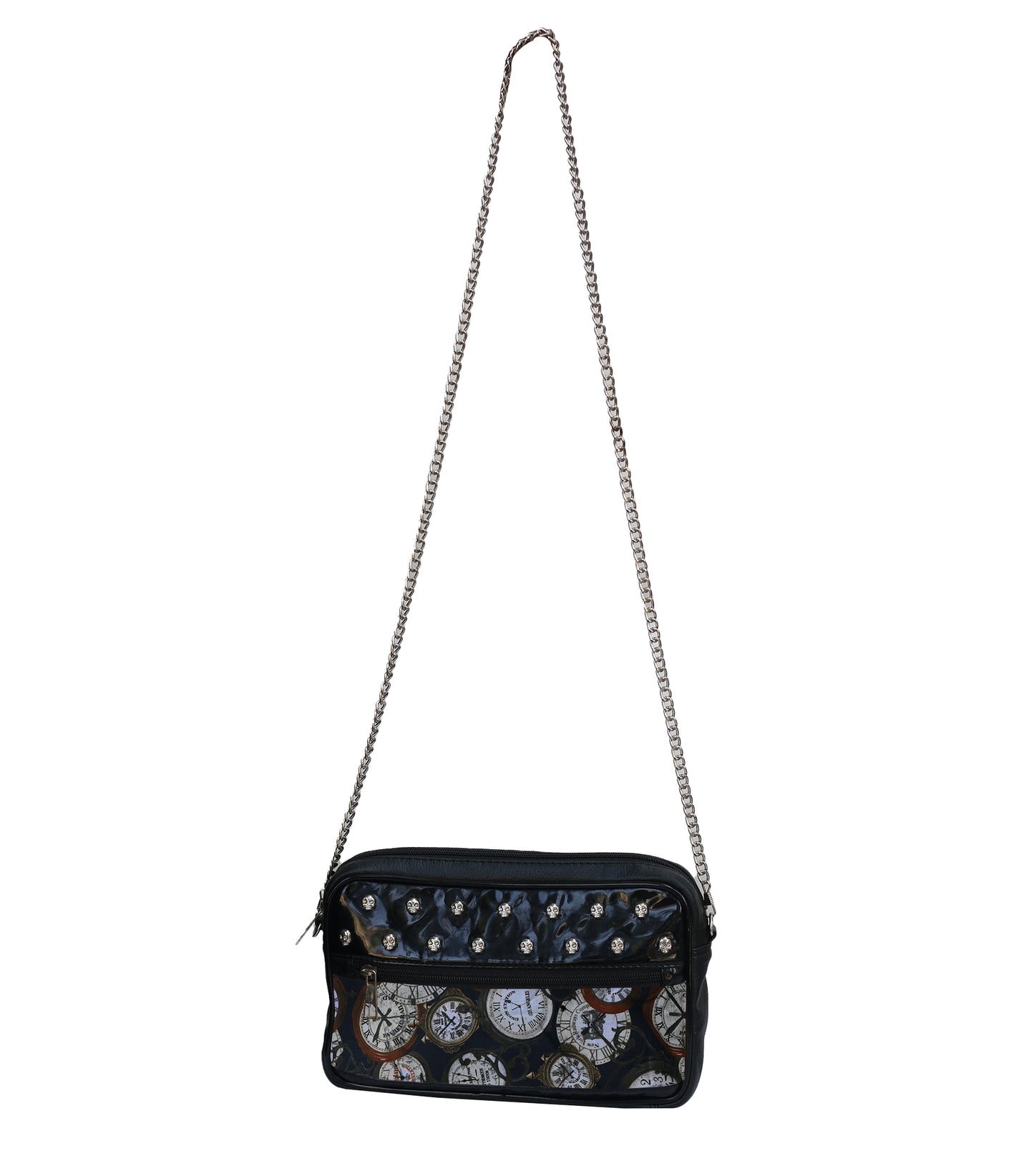 Skull Studded Wach Print Sling Bag