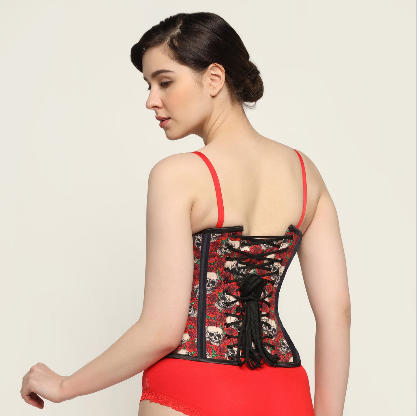 Skull Rose printed waist reducing underbust corset