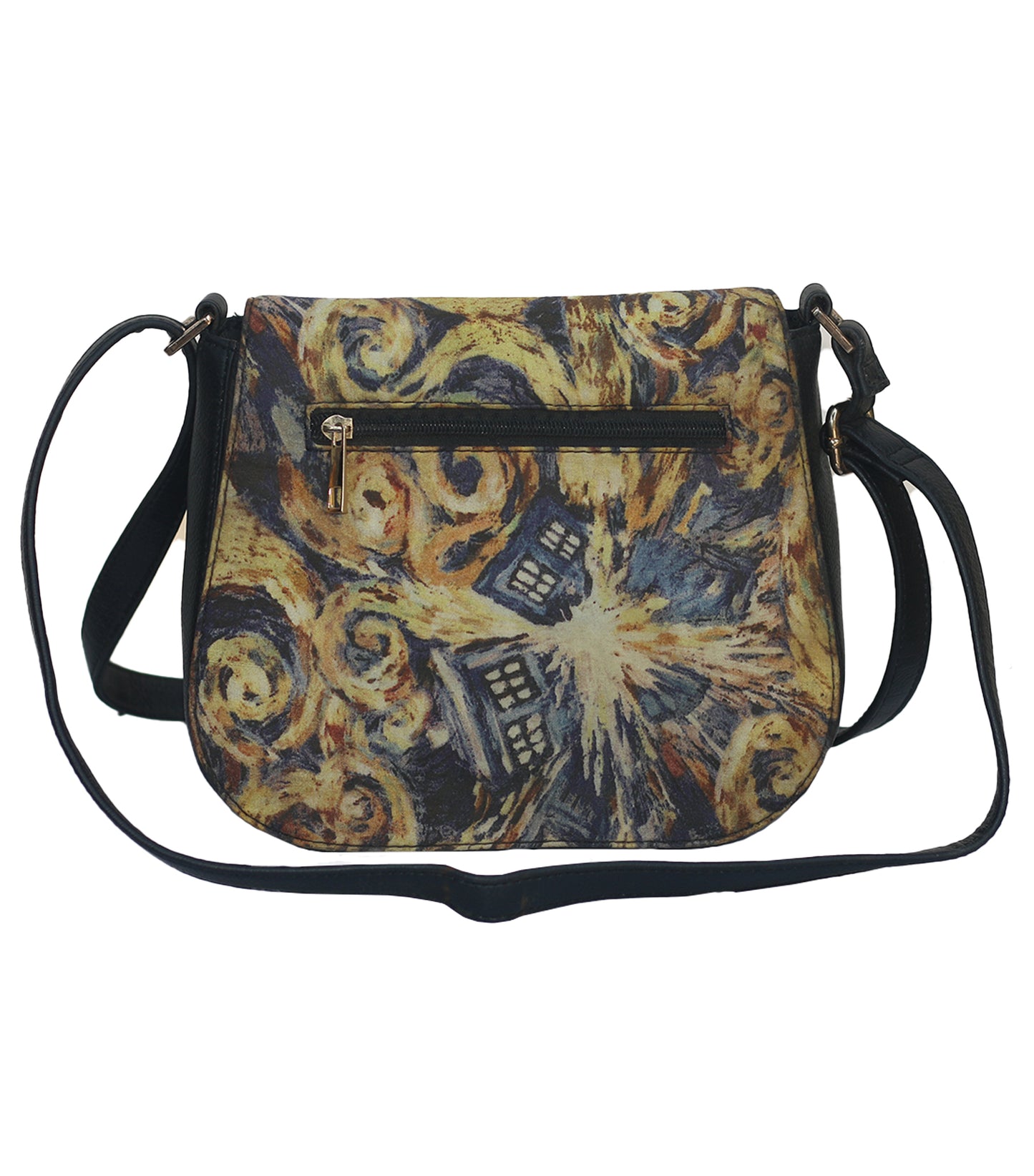 Printed Fabric Lether Saddle Bag