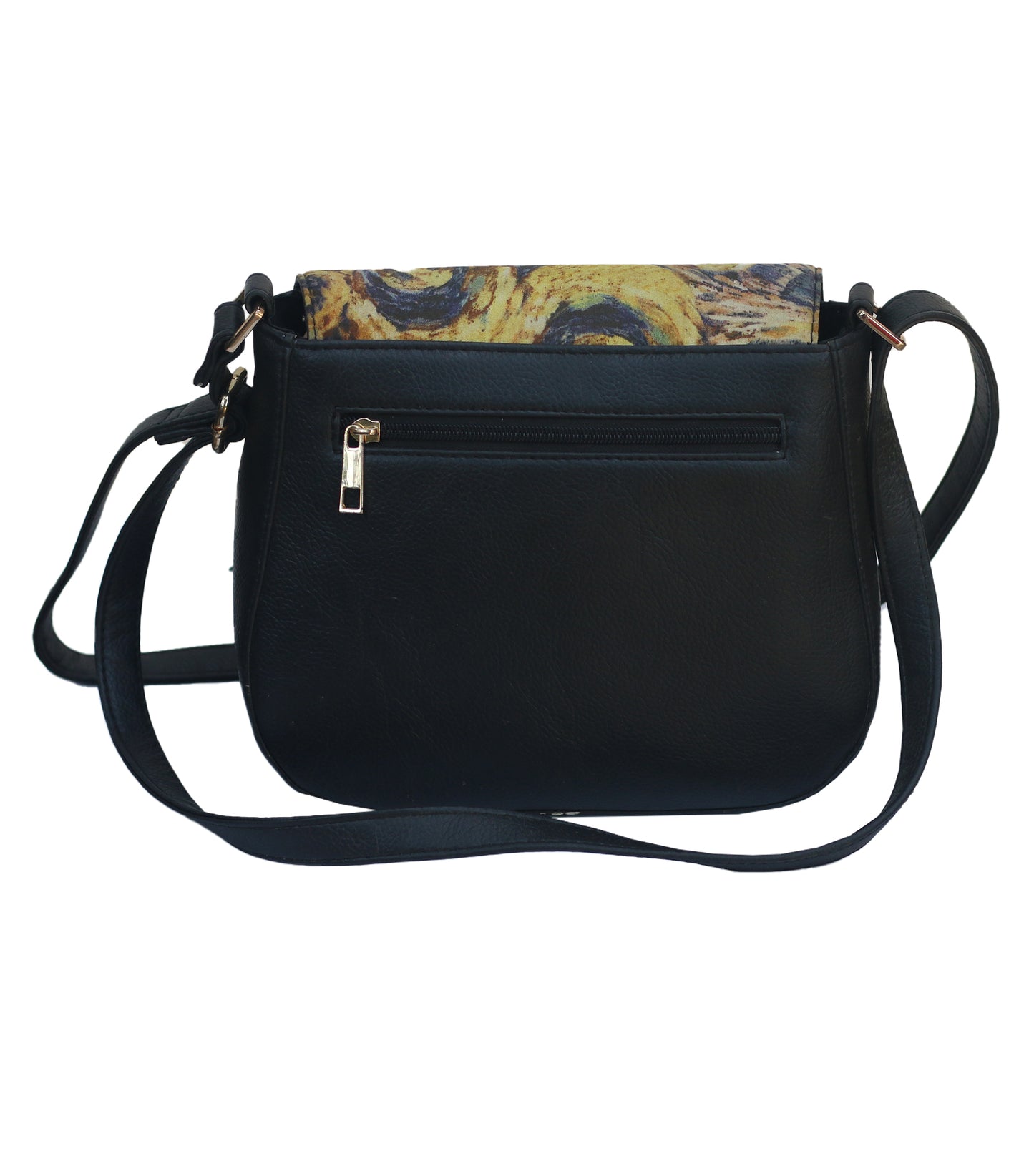 Printed Fabric Lether Saddle Bag
