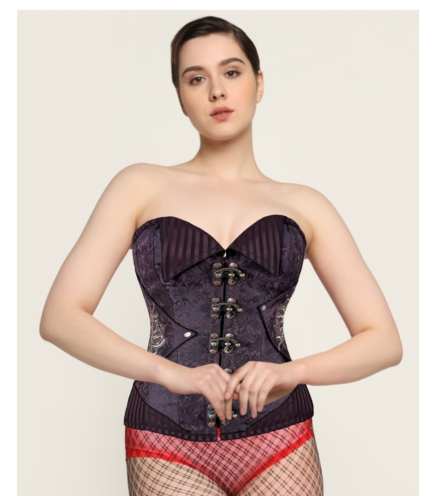 Steampunk Overbust Corset Coffee Black Easto Garments
