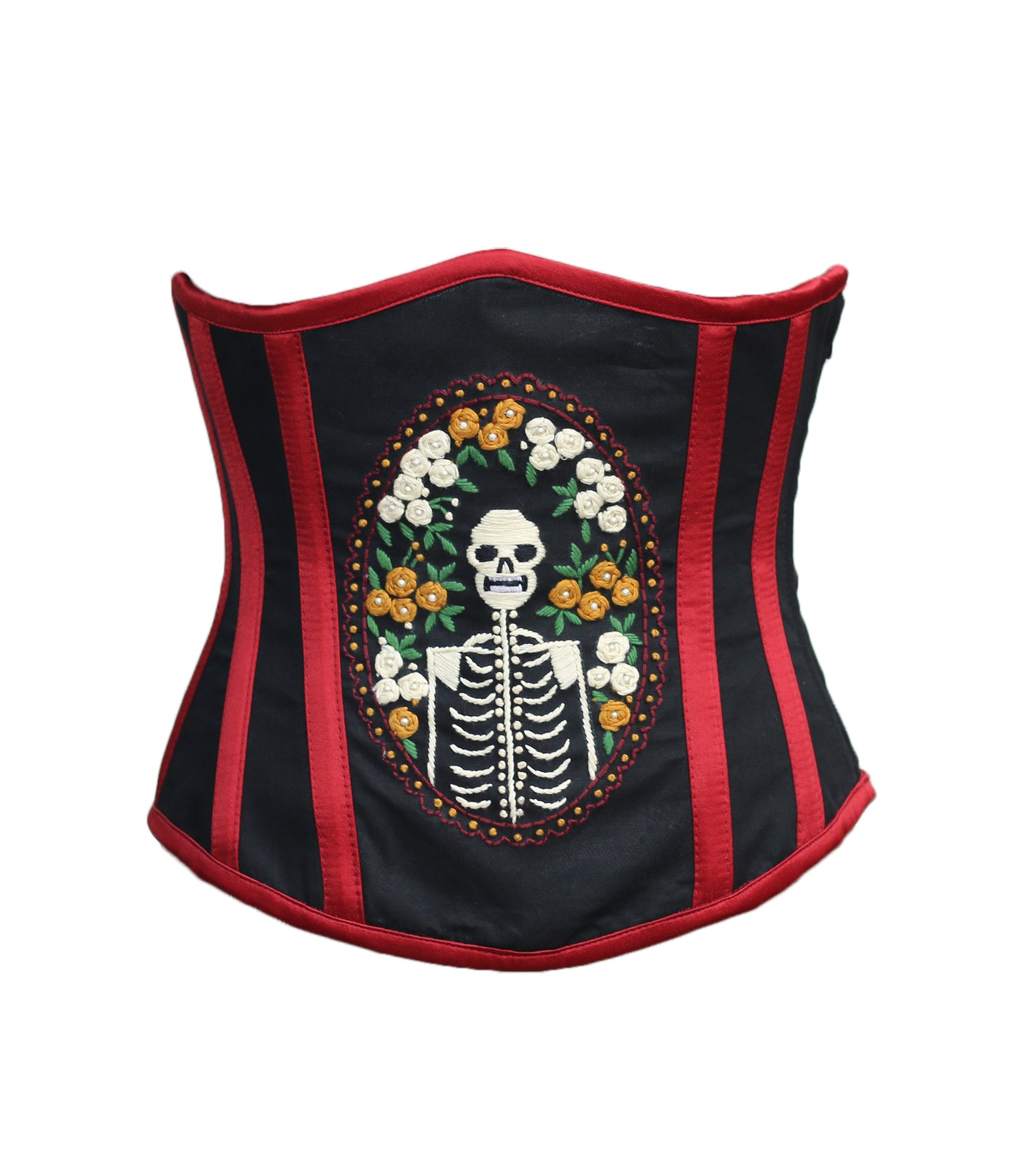 Skeleton Embroidered waist reducing  underbust corset