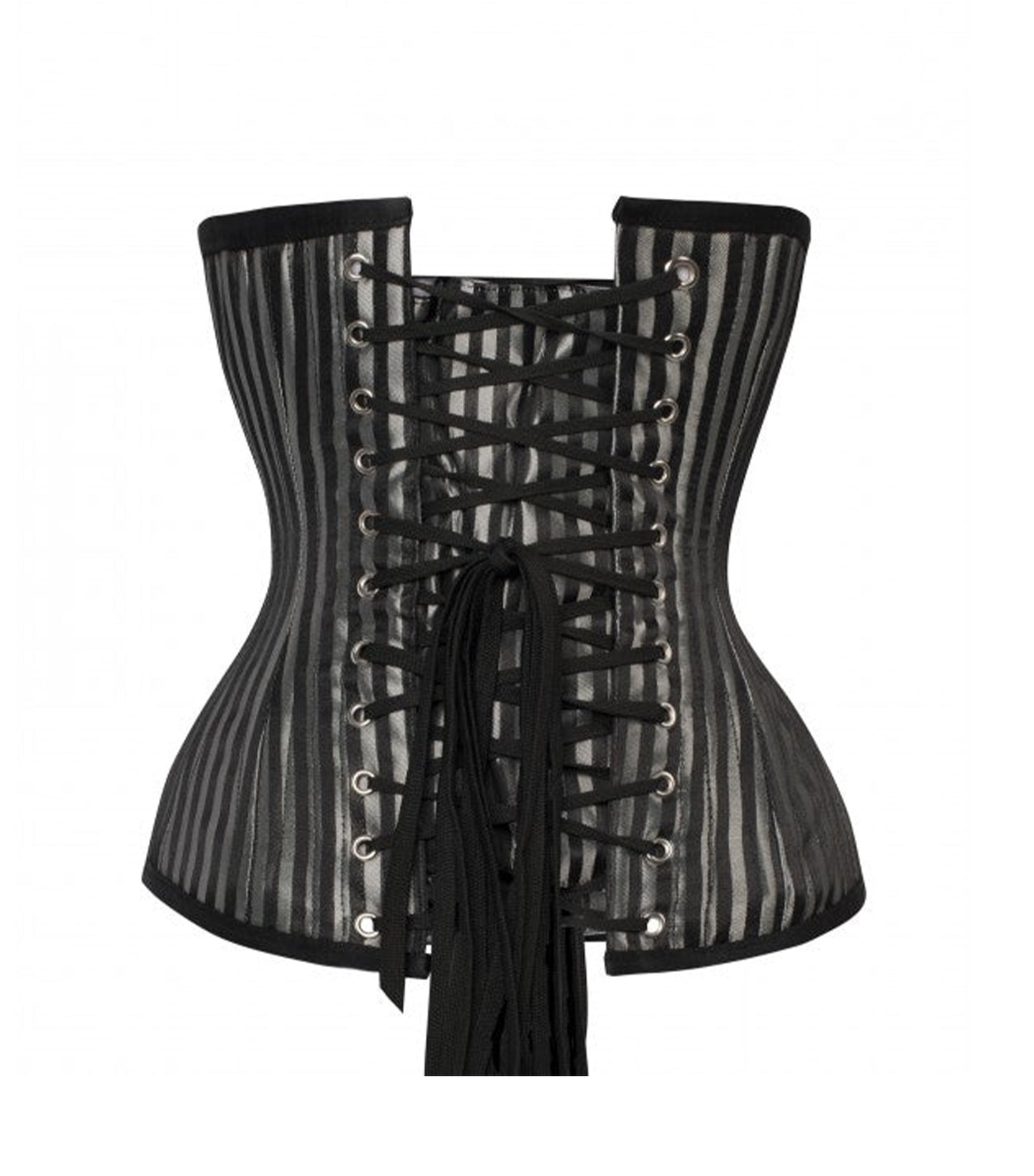 Black & Silver Strip Brocade Authentic Steel Boned Underbust Corset