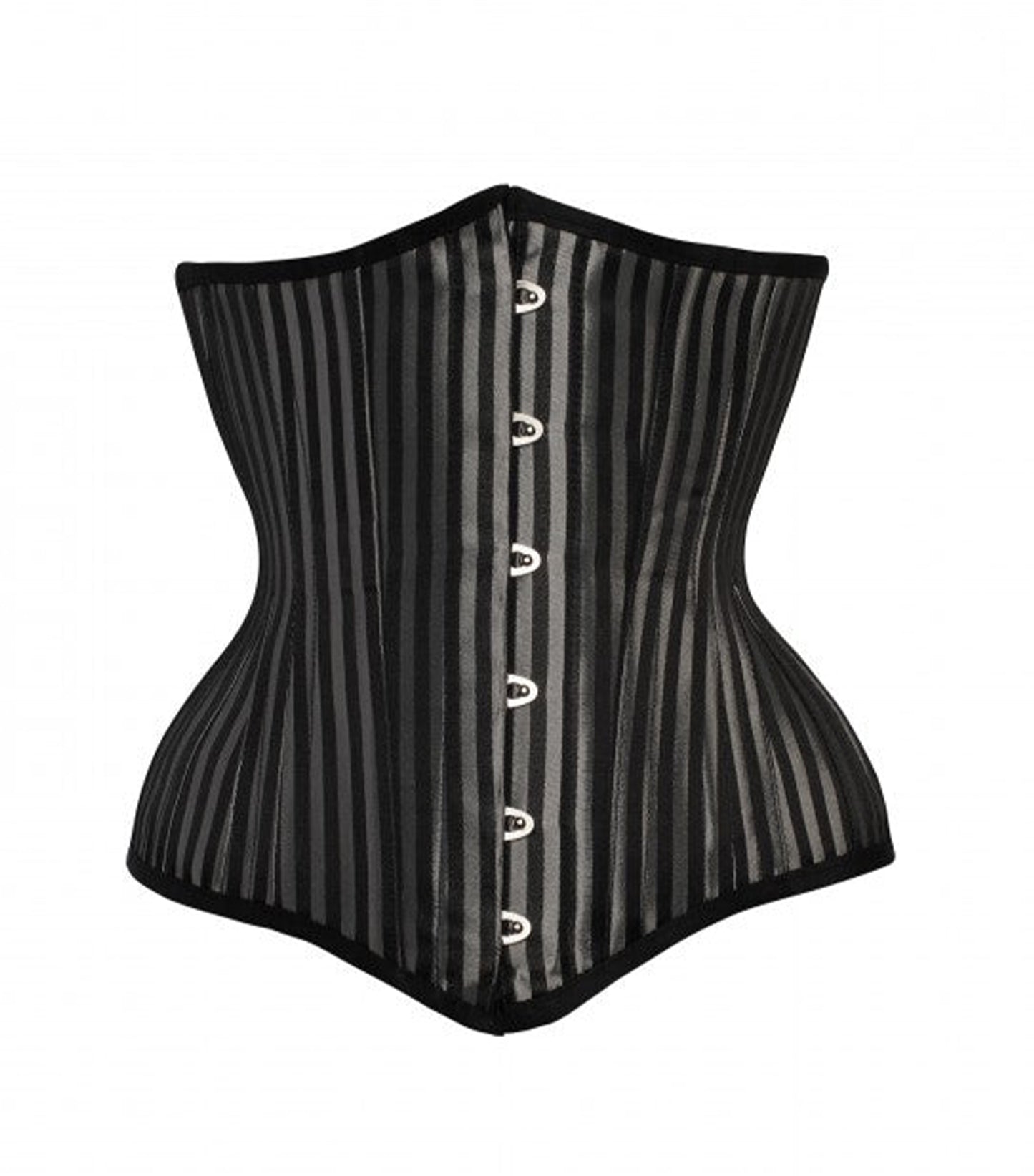 Black & Silver Strip Brocade Authentic Steel Boned Underbust Corset