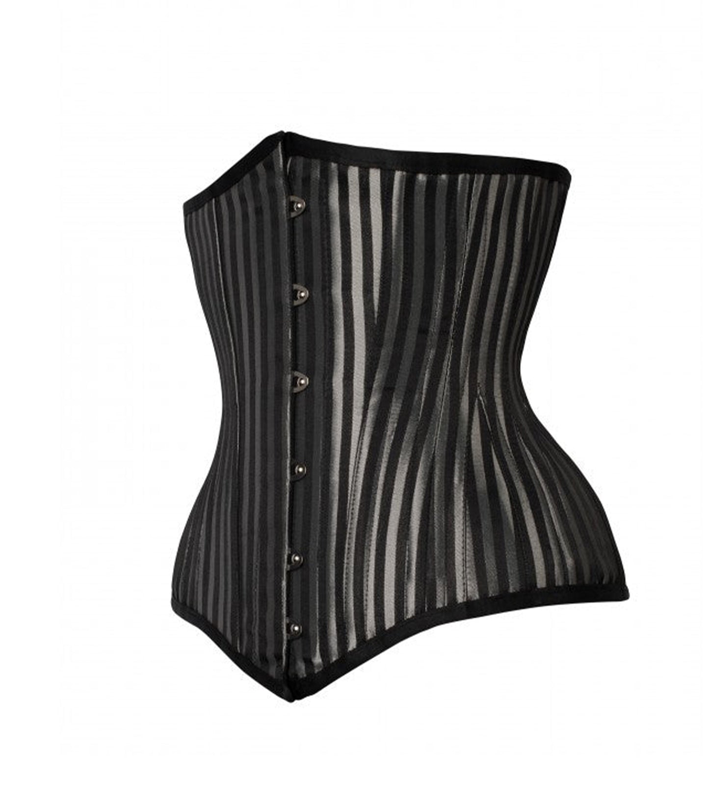 Black & Silver Strip Brocade Authentic Steel Boned Underbust Corset