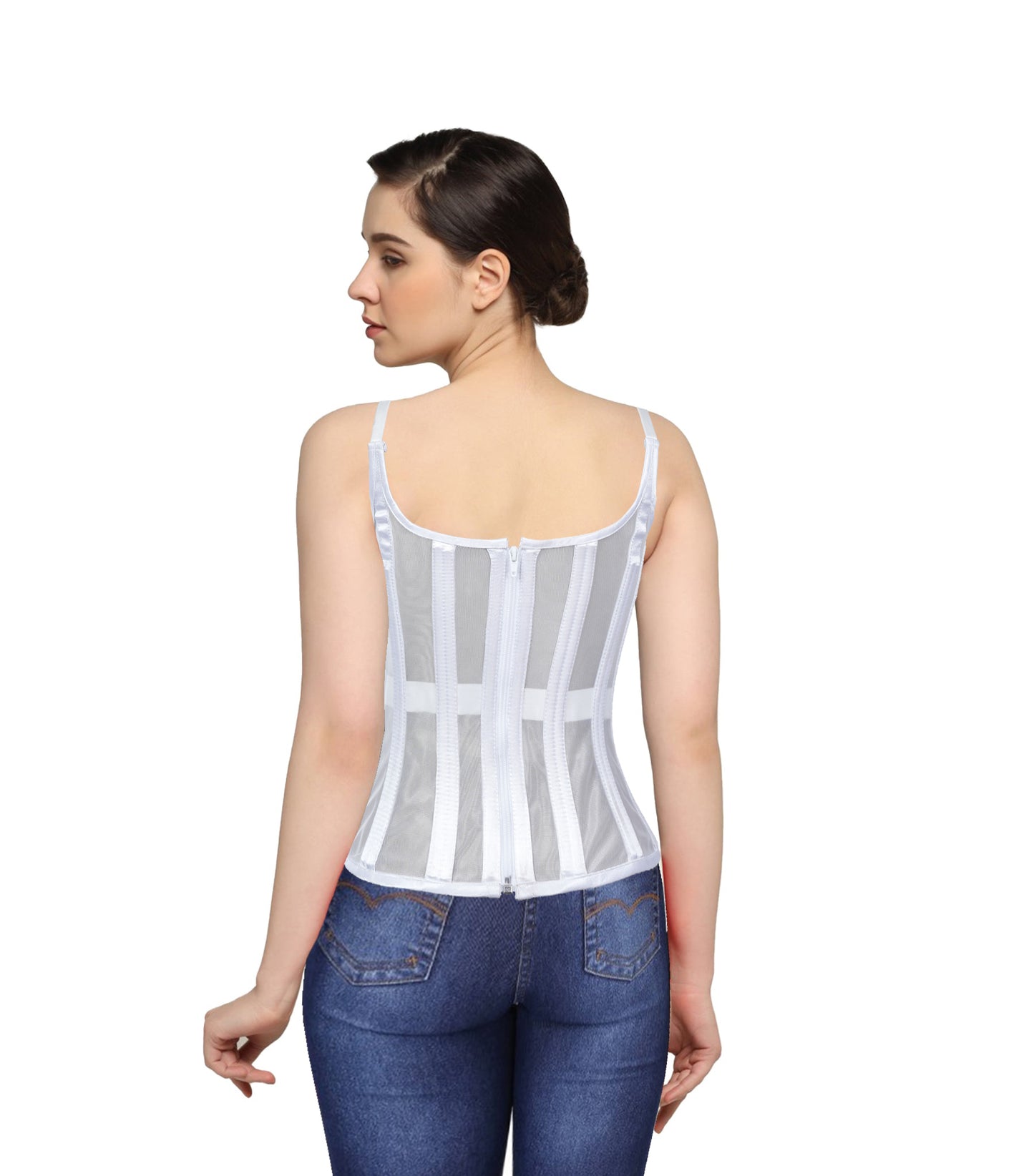 White Mesh Embroidery Top