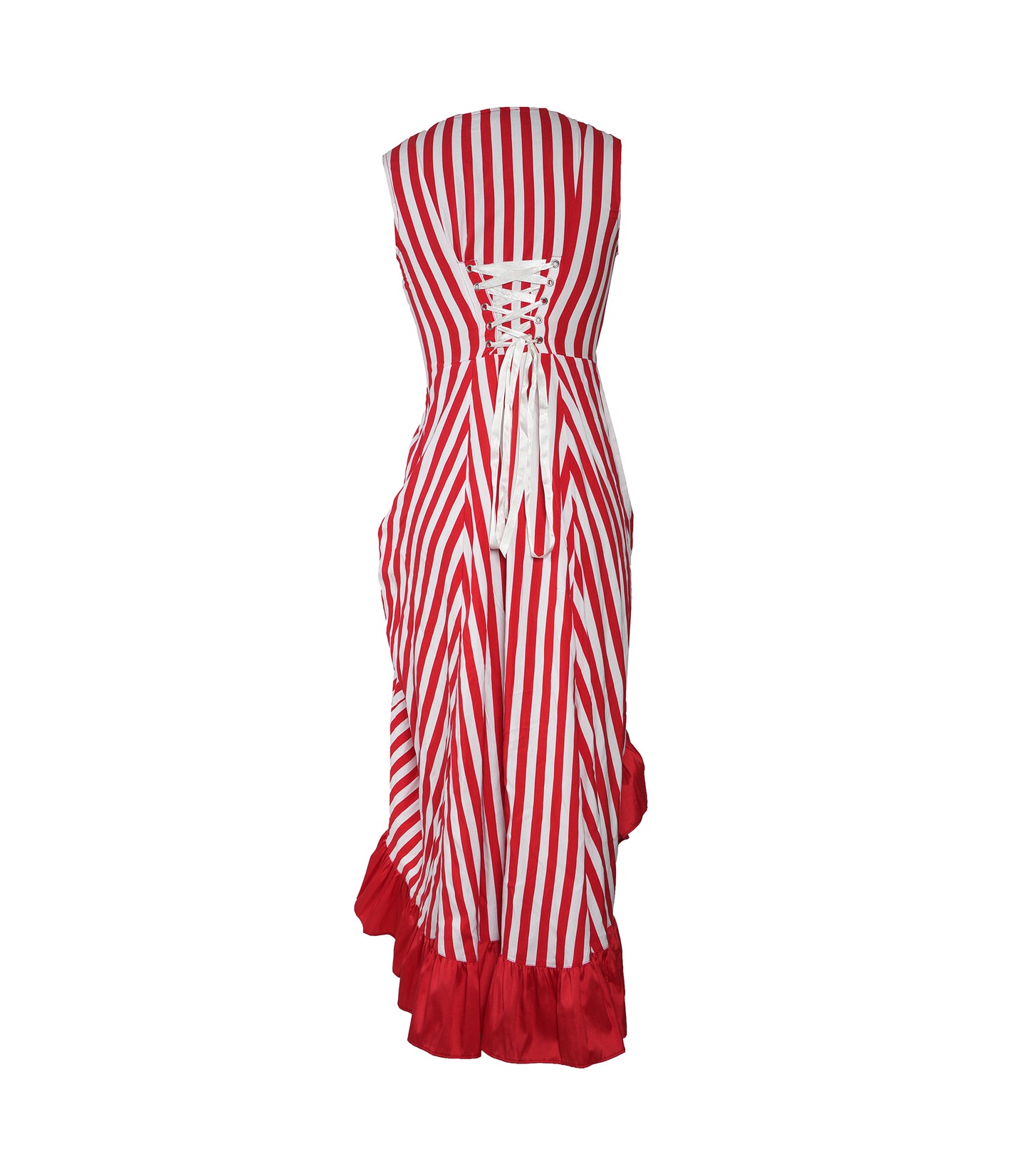 RED/WHITE STRIPE ADJUSTABLE HIGH LOW DRESS