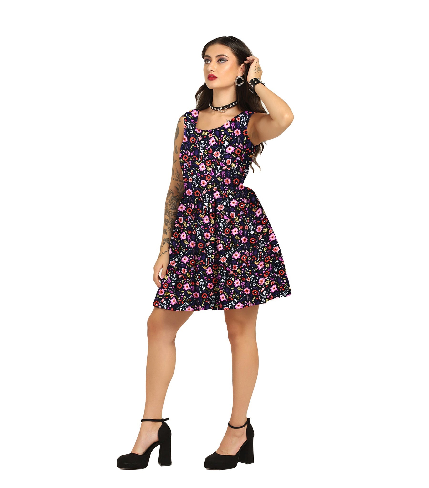 Watch Printed Charm - Trendy Pleated Cotton Dress (Copy) Easto Garments