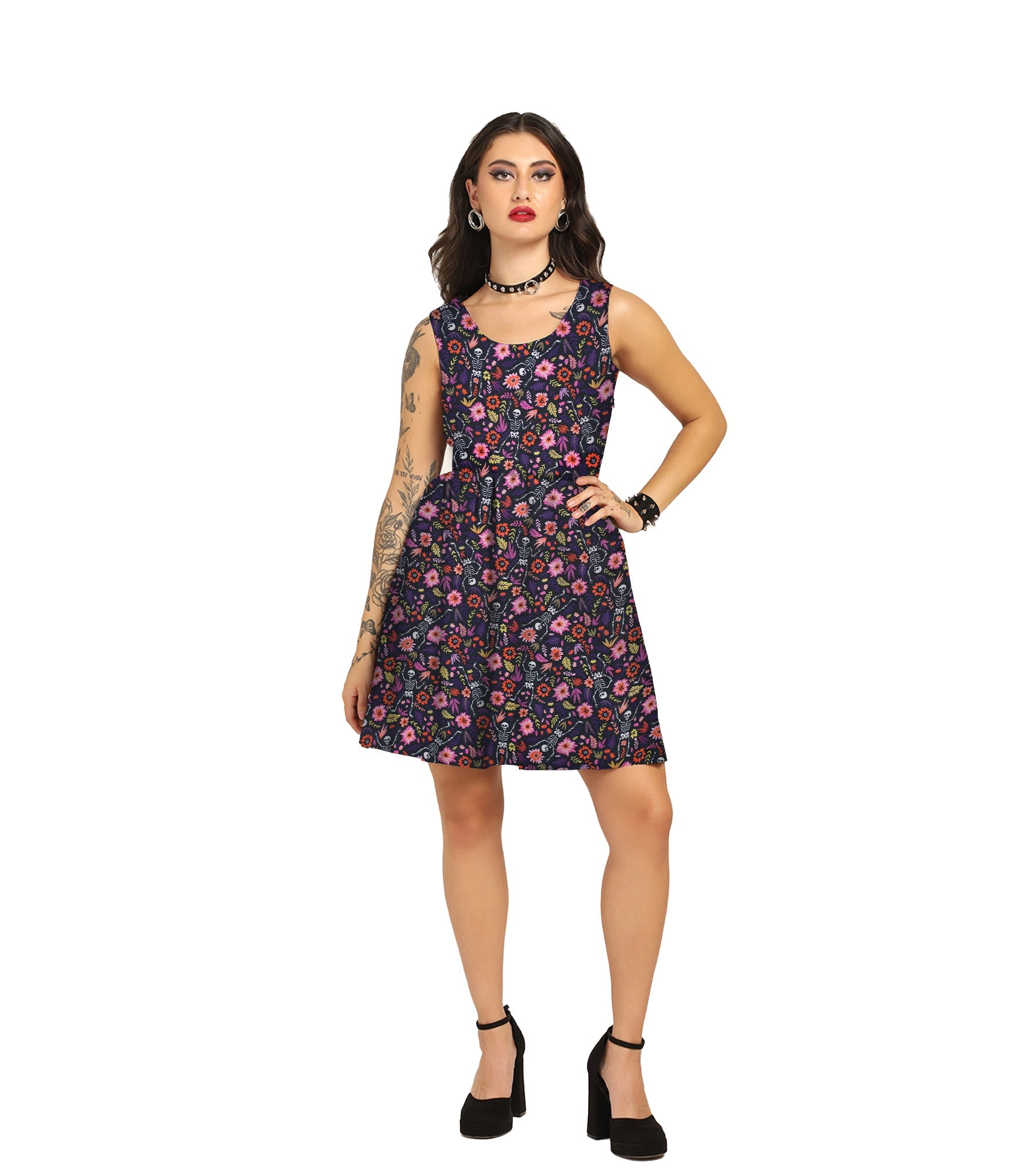 Watch Printed Charm - Trendy Pleated Cotton Dress (Copy) Easto Garments