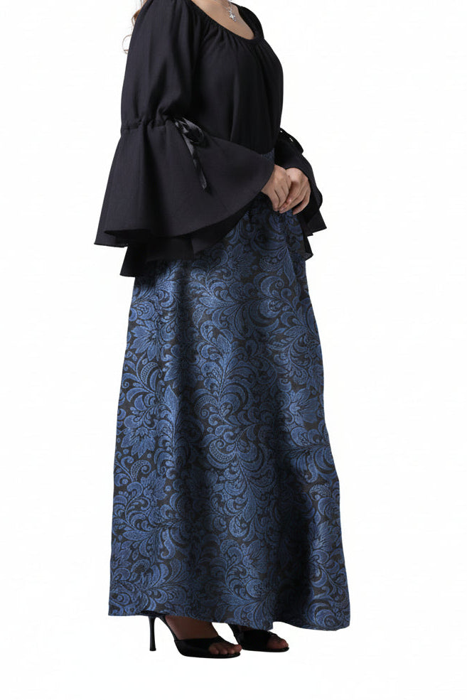 Ruched Trq Brocade Renaissance Skirt - Wholesale Easto Garments