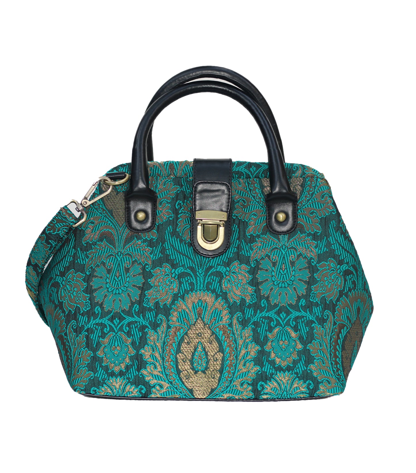 Mary Poppins Green Gold Jacquard Handbags