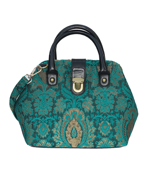 Mary Poppins Green Gold Jacquard  Handbags