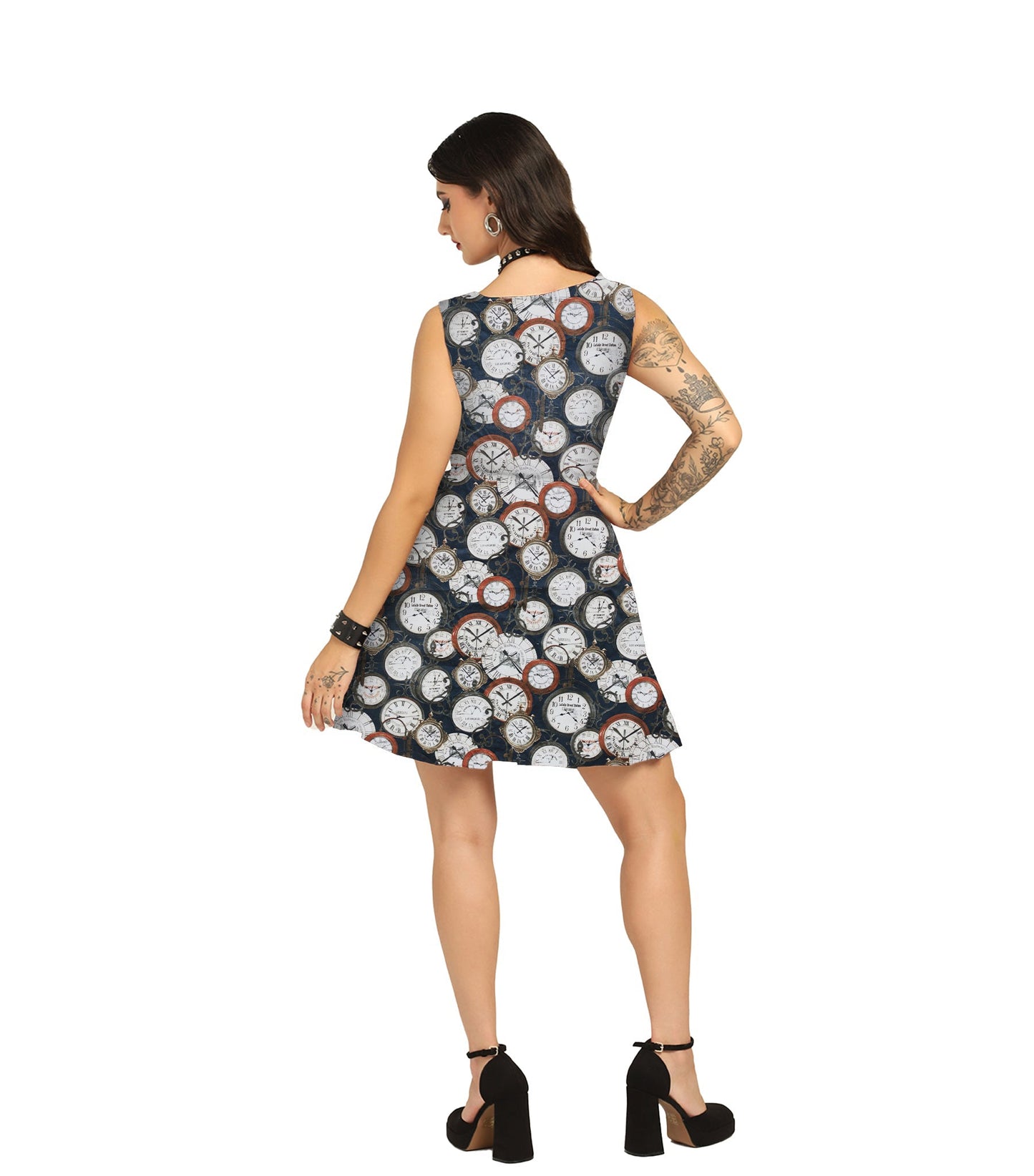 watch printed Charm - Trendy Pleated Cotton Dress Easto Garments