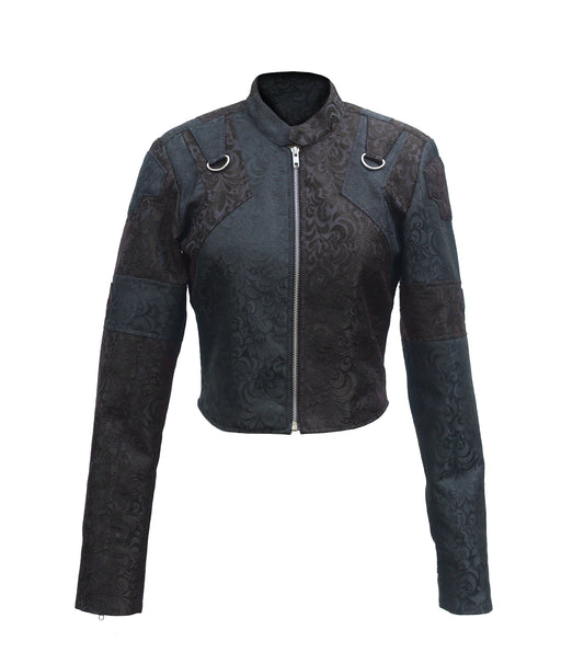 Black Brown Brocade Ladies Jacket