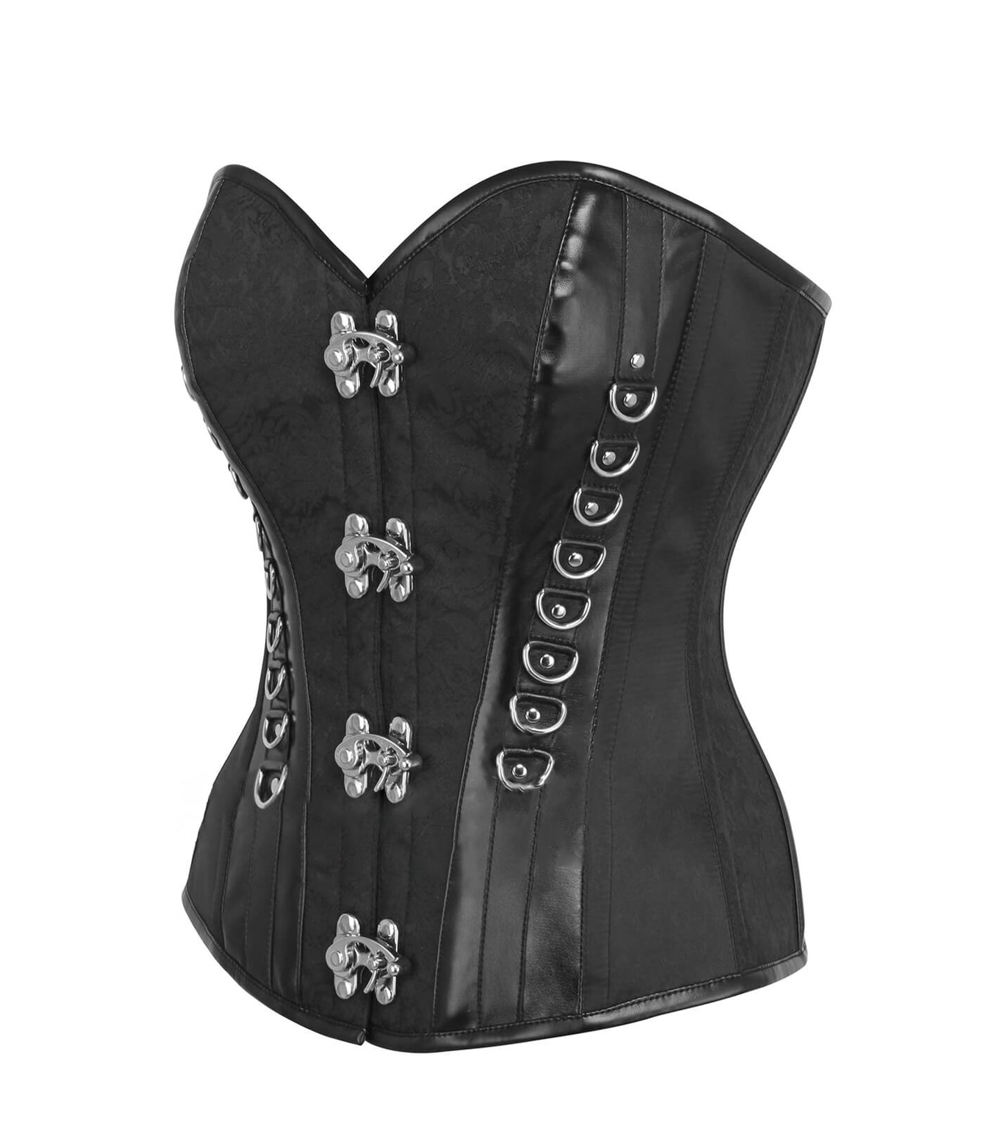 Qhikiza Gothic PU Authentic Steel Boned Overbust Corset