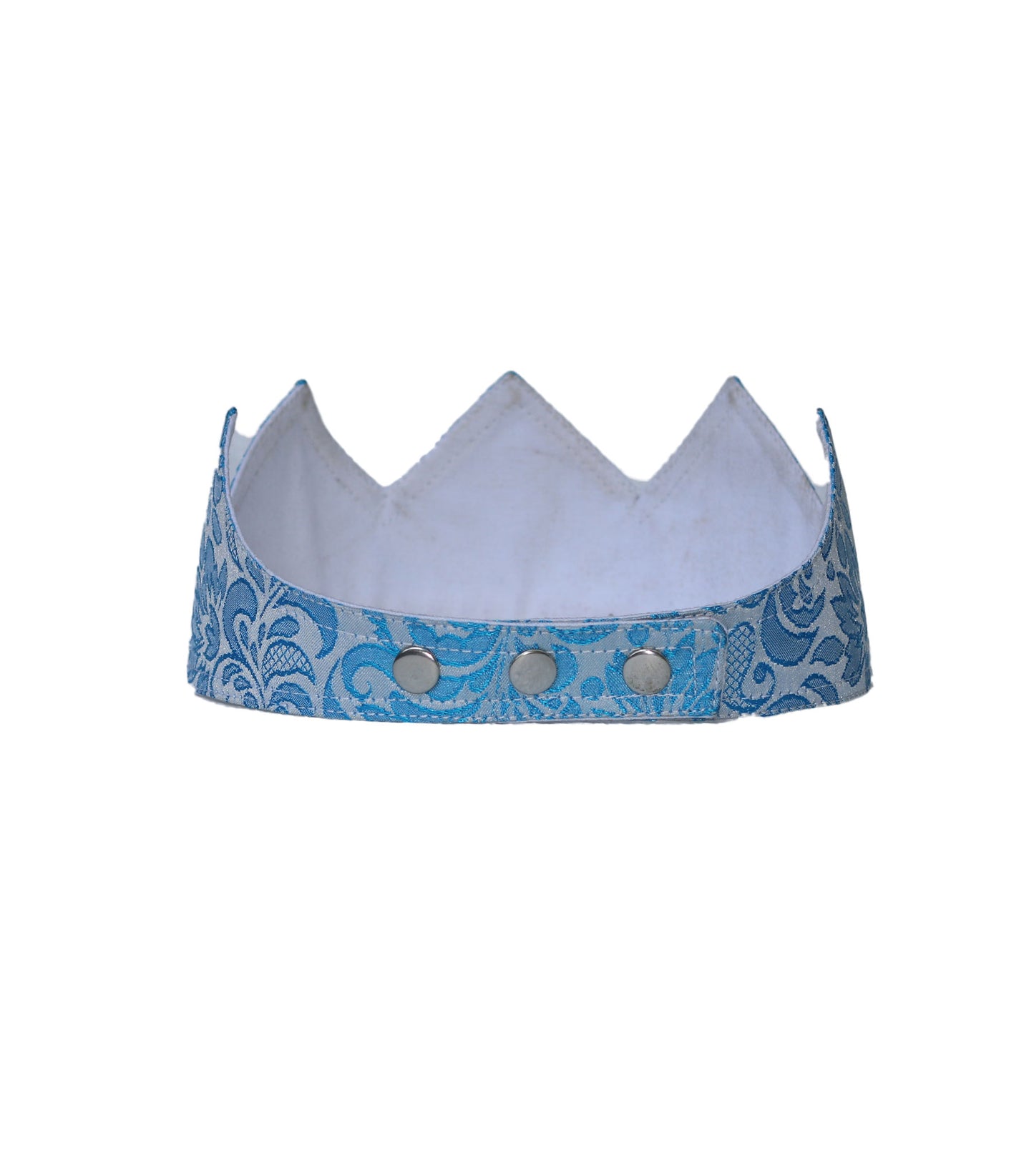 Brocade Fabric Crown - White Turquoise