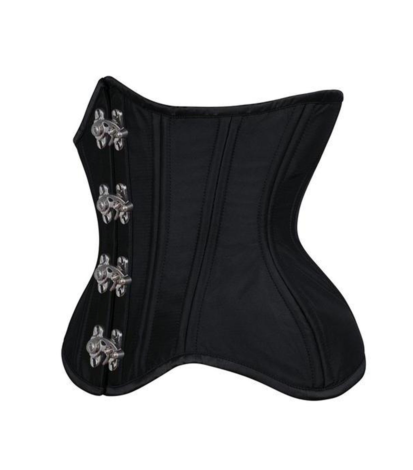 Black Satin Authentic Steel Boned Underbust  Waist Training Corset
