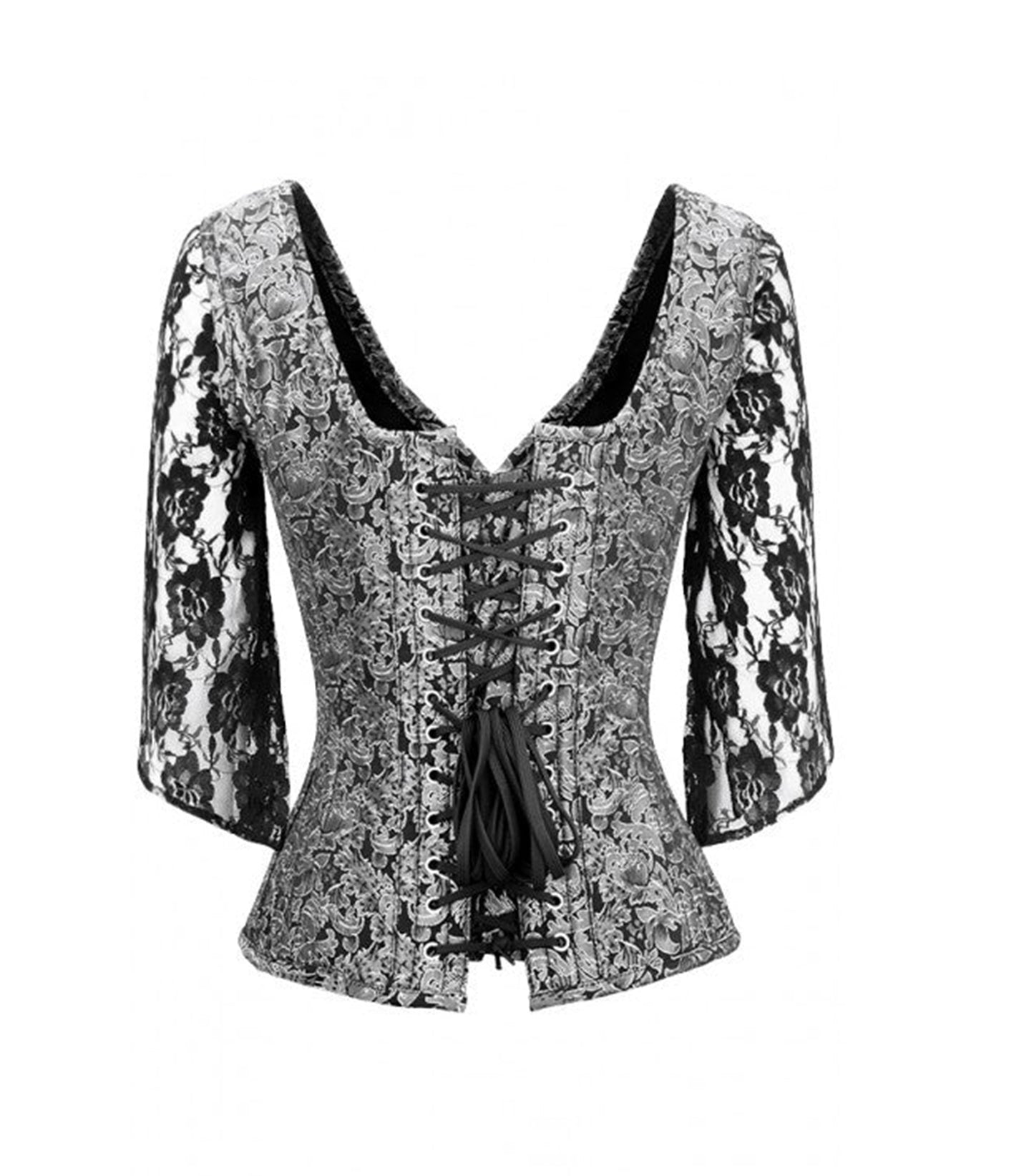 Silver Black Broade Overbust Corset