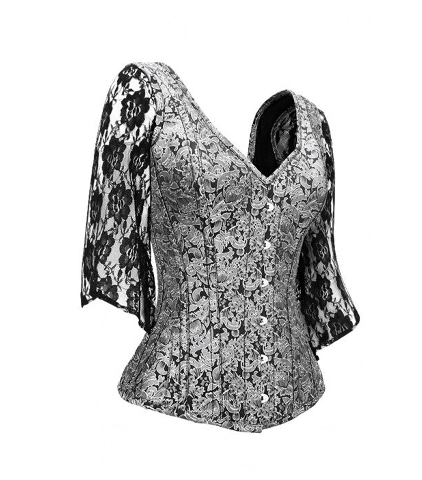 Silver Black Broade Overbust Corset