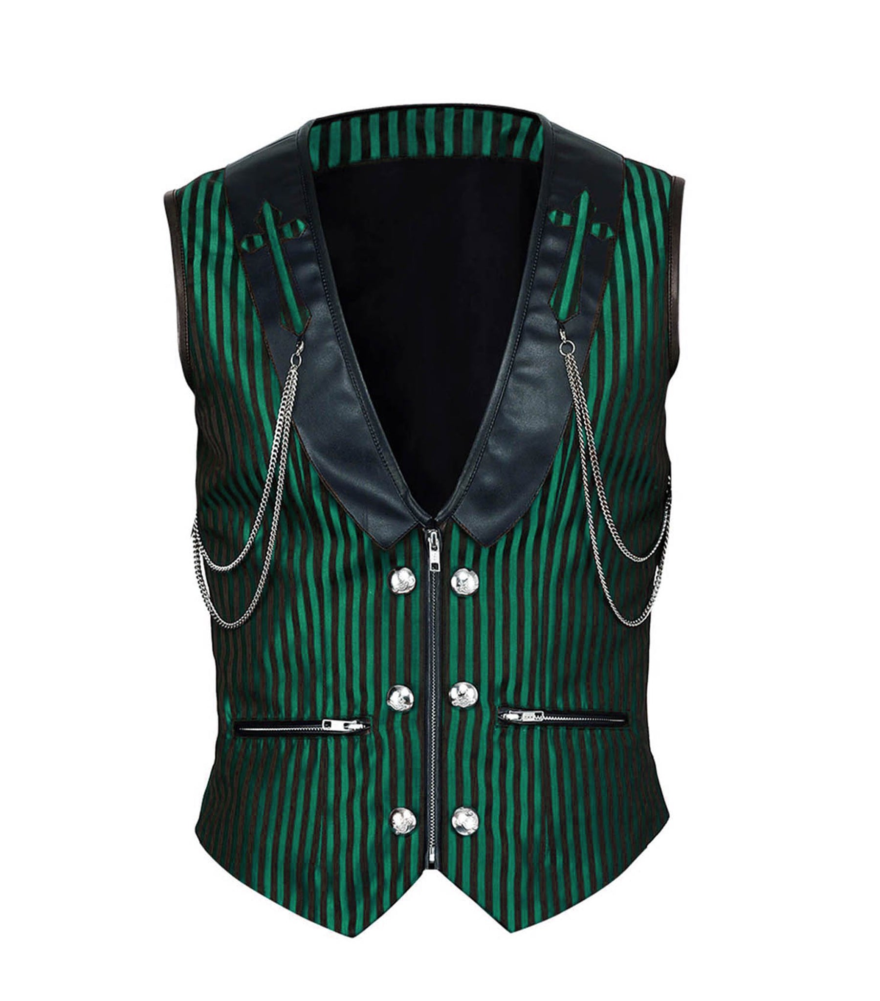 Green Stripes Brocade Gothic Men's Waist Coat – Wholesalenext