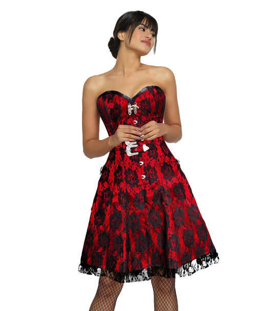 Lavish Hot Red Corset Dress Easto Garments