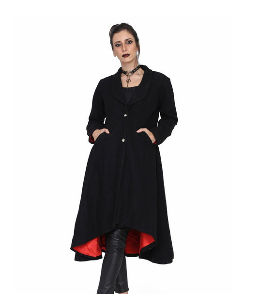 Ladies black long coat Easto Garments