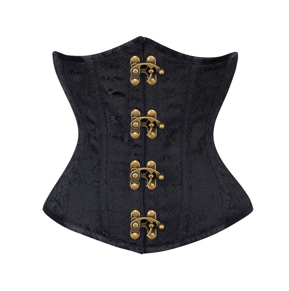 Authentic Steampunk Steel Boned Waist Reducing Black Brocade Underbust Corset