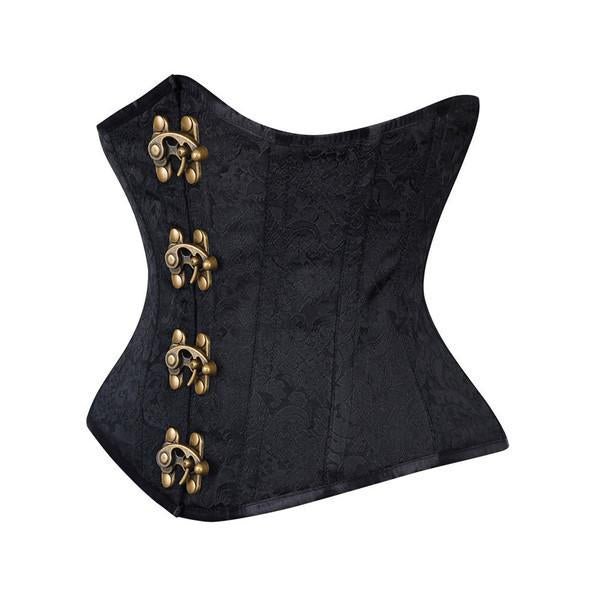 Authentic Steampunk Steel Boned Waist Reducing Black Brocade Underbust Corset
