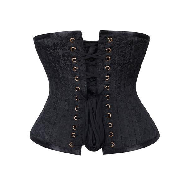 Authentic Steampunk Steel Boned Waist Reducing Black Brocade Underbust Corset