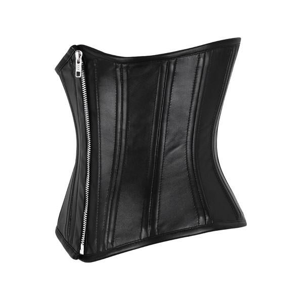 Genuine leather waist training underbust steel boned corset