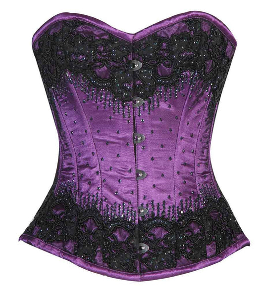 Purple/Black Embroidery Overbust corset