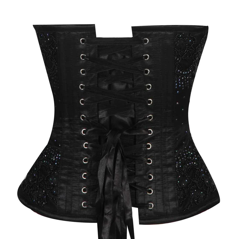 Black Embroidery Overbust corset