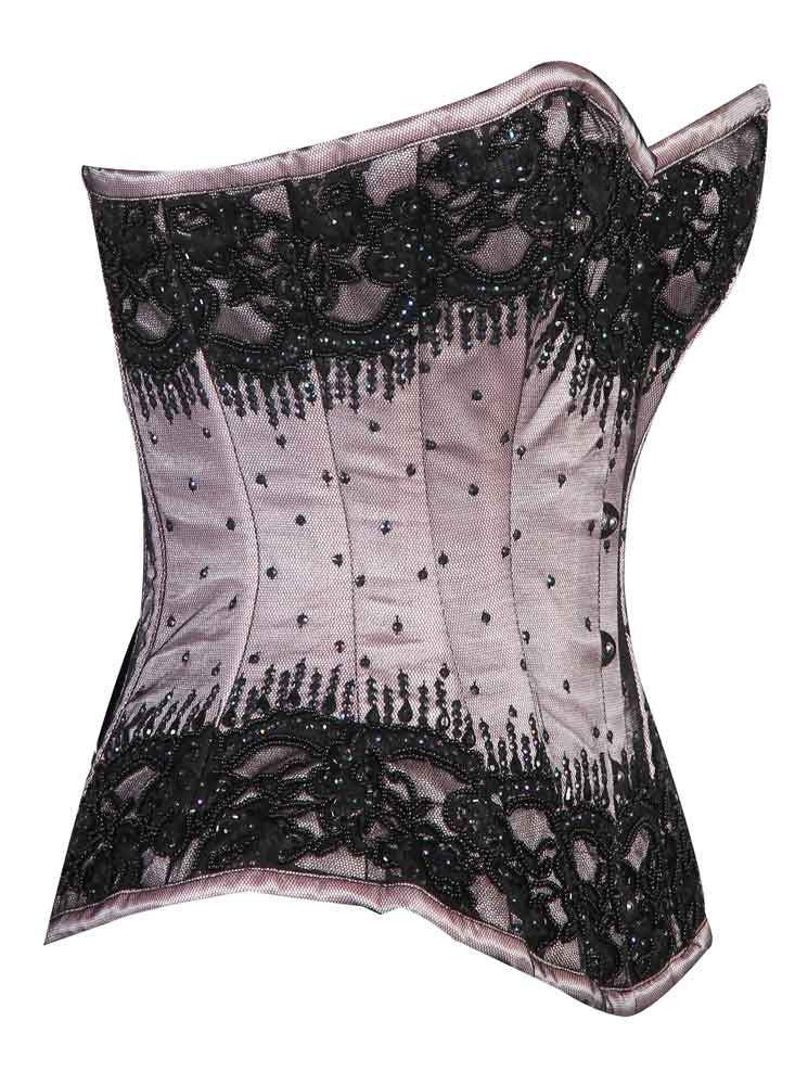 White/Black Embroidery Overbust corset