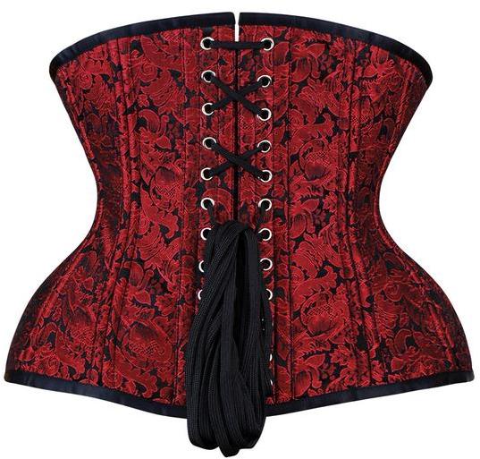 Heidi weißes authentisches Jacquard-Unterbrust-Taillentrainingskorsett mit Stahlstäbchen und C-Lock