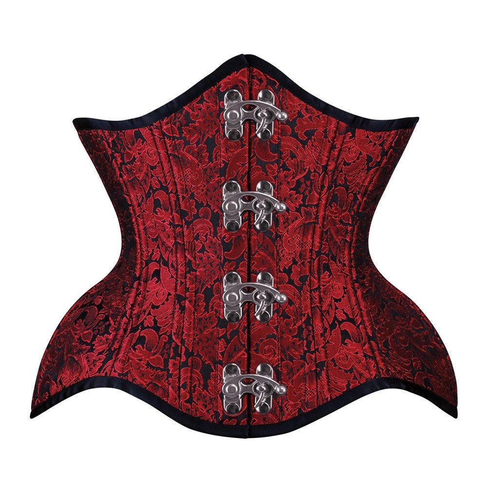 Heidi weißes authentisches Jacquard-Unterbrust-Taillentrainingskorsett mit Stahlstäbchen und C-Lock