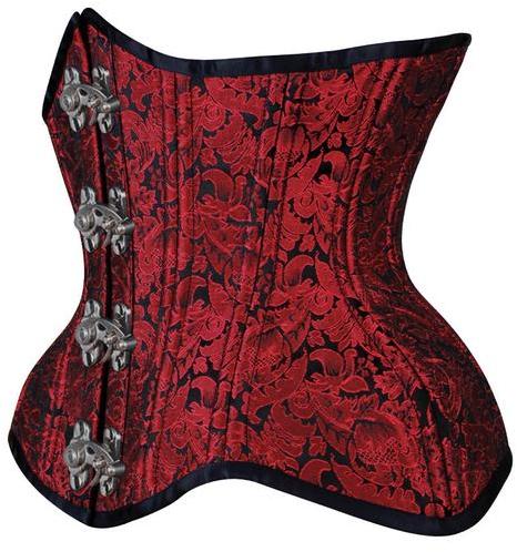 Heidi weißes authentisches Jacquard-Unterbrust-Taillentrainingskorsett mit Stahlstäbchen und C-Lock