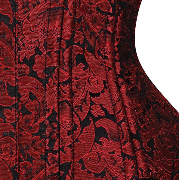 Heidi weißes authentisches Jacquard-Unterbrust-Taillentrainingskorsett mit Stahlstäbchen und C-Lock