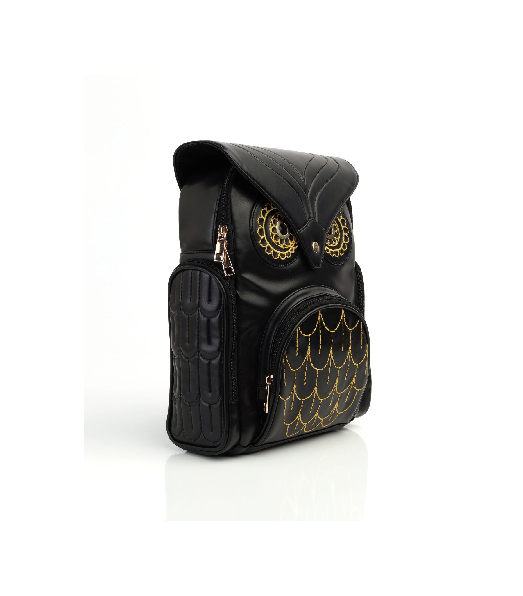black leather embroidered backpack Owl Embroidered Black PU Leather Trendy Mini Backpack – Wholesalenext