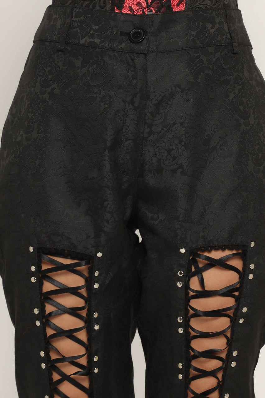 Black gothik Front Lace Trouser