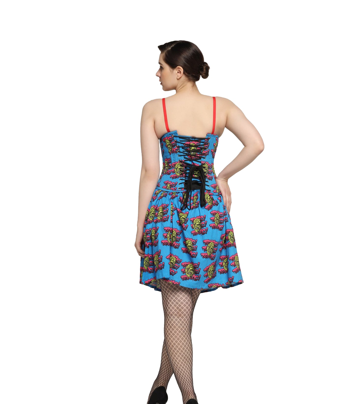 Devil printed Waist Reducing Underbust Corset Dress