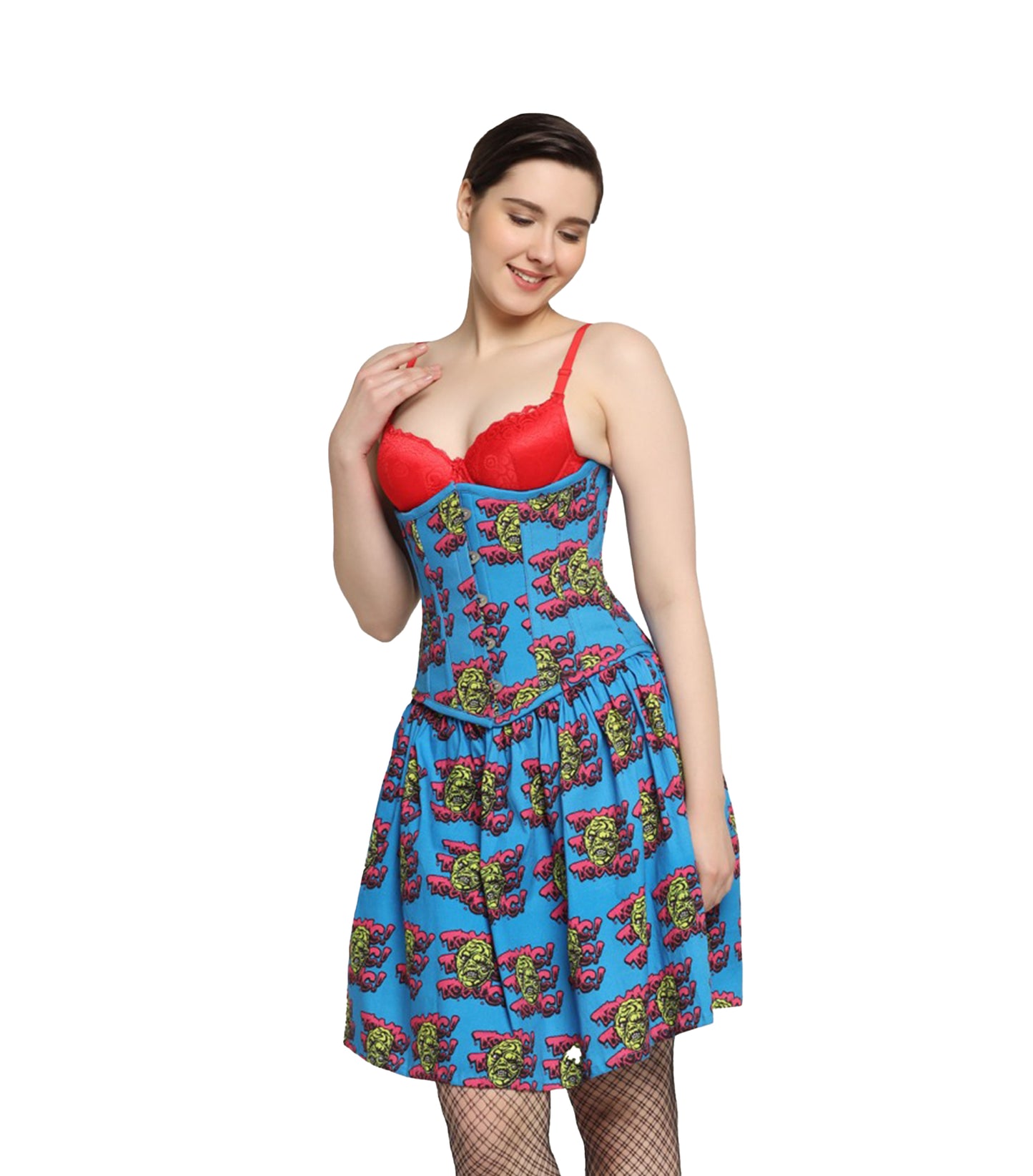 Devil printed Waist Reducing Underbust Corset Dress