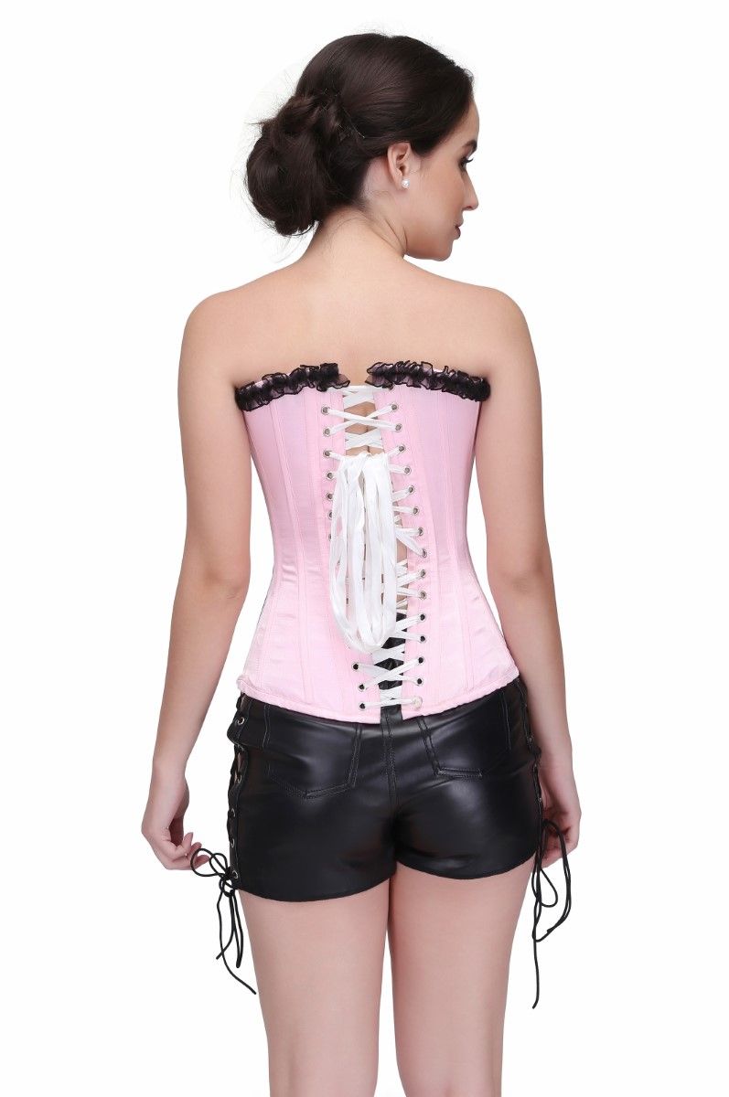 Black Pink Acrylic Boning Fashion Overbust Corset Easto Garments
