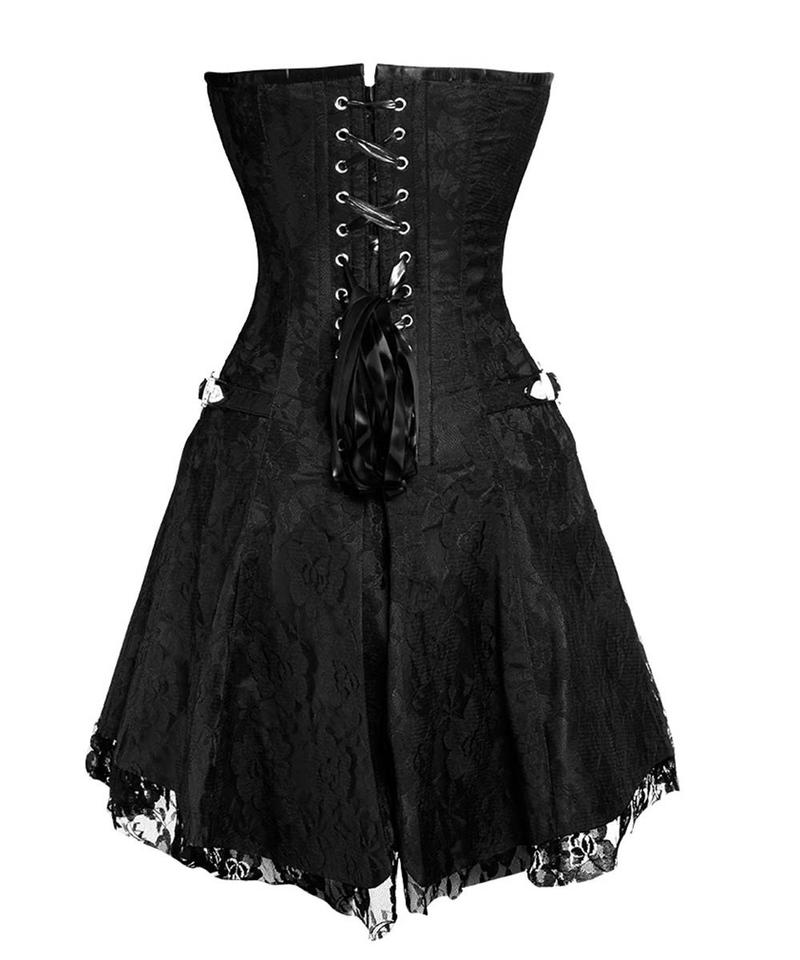Black Satin/Net Corset Dress