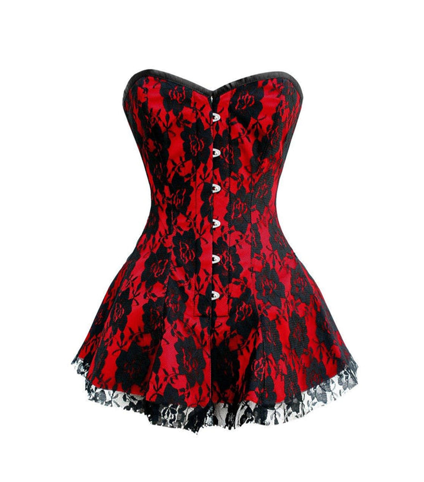 Red Satin Black Net Corset Dress – Wholesalenext