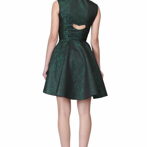 Black short sleeveless high caller gothic dress Easto Garments