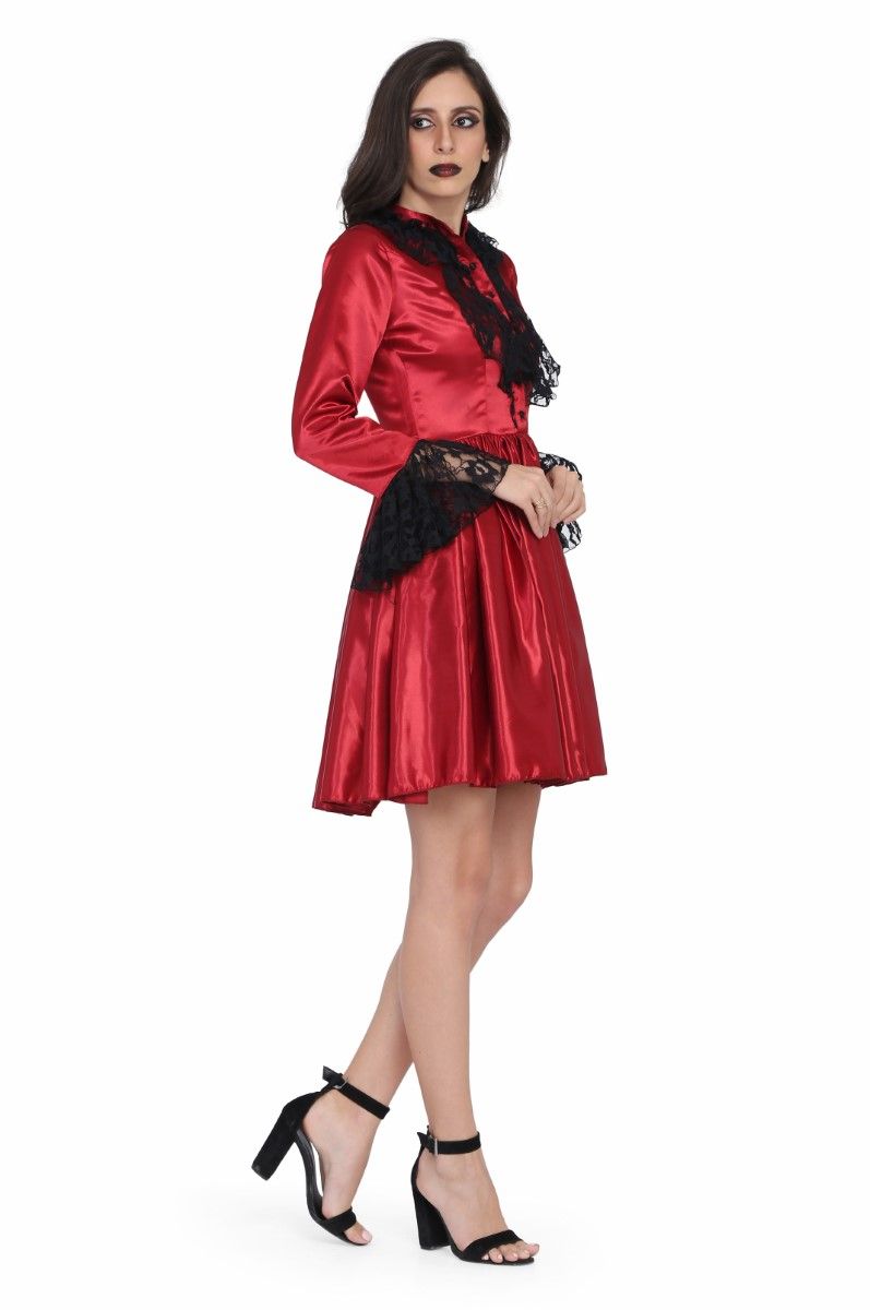 Ladies Laced Gothic Red Dress Easto Garments