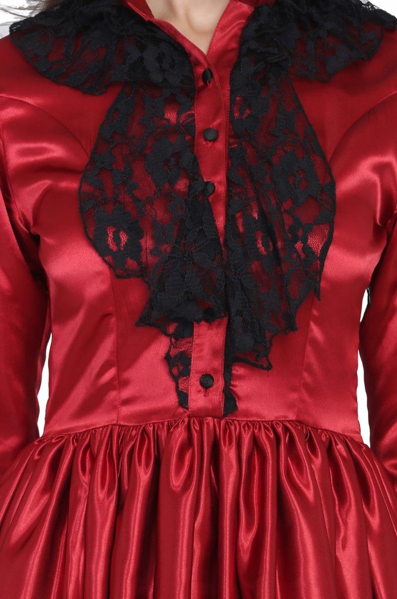 Ladies Laced Gothic Red Dress Easto Garments