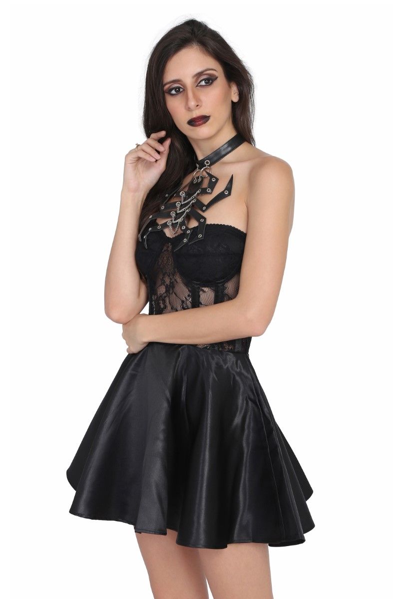 Ladies black mesh gothic one piece dress Easto Garments