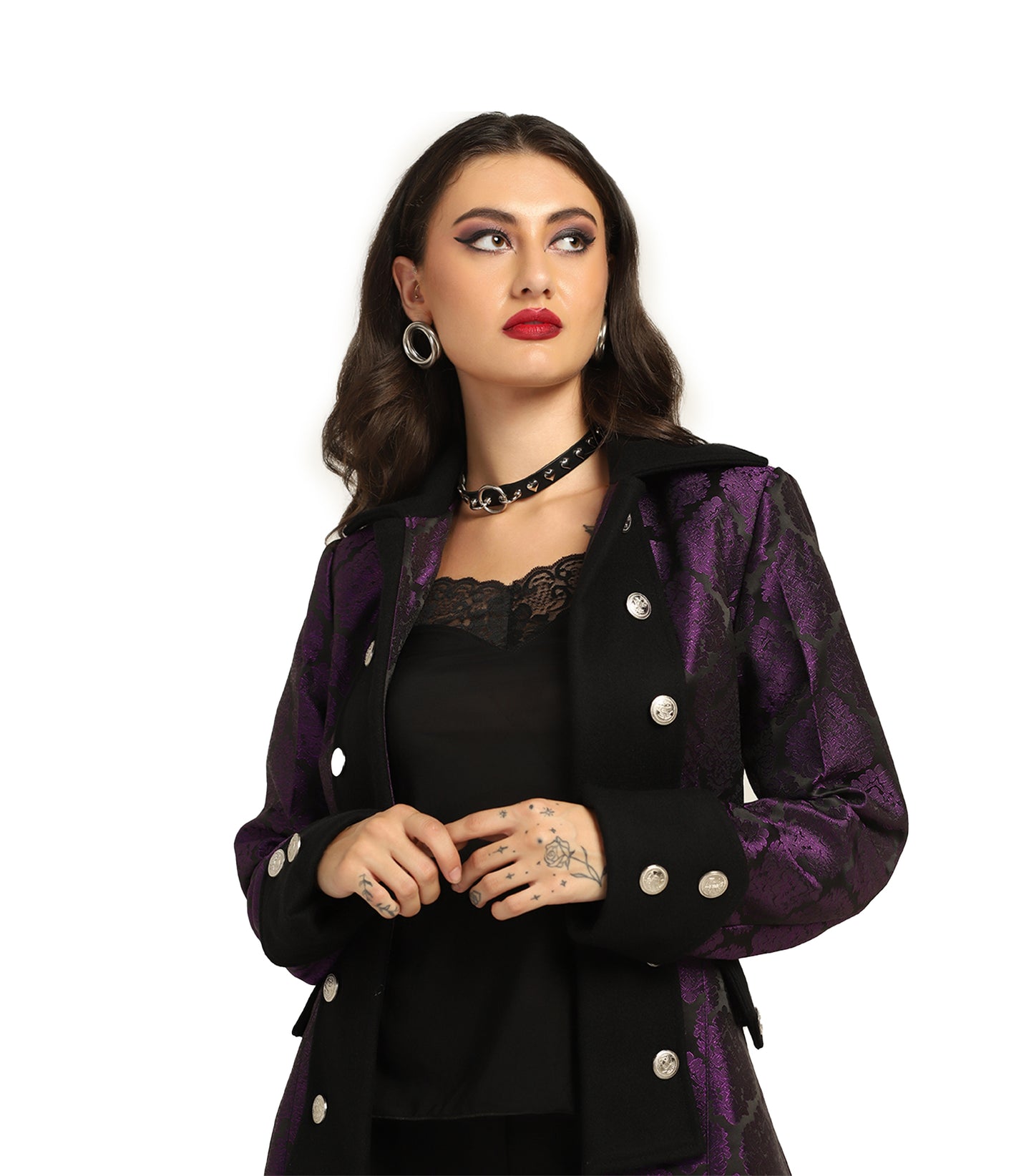 brocade long coat