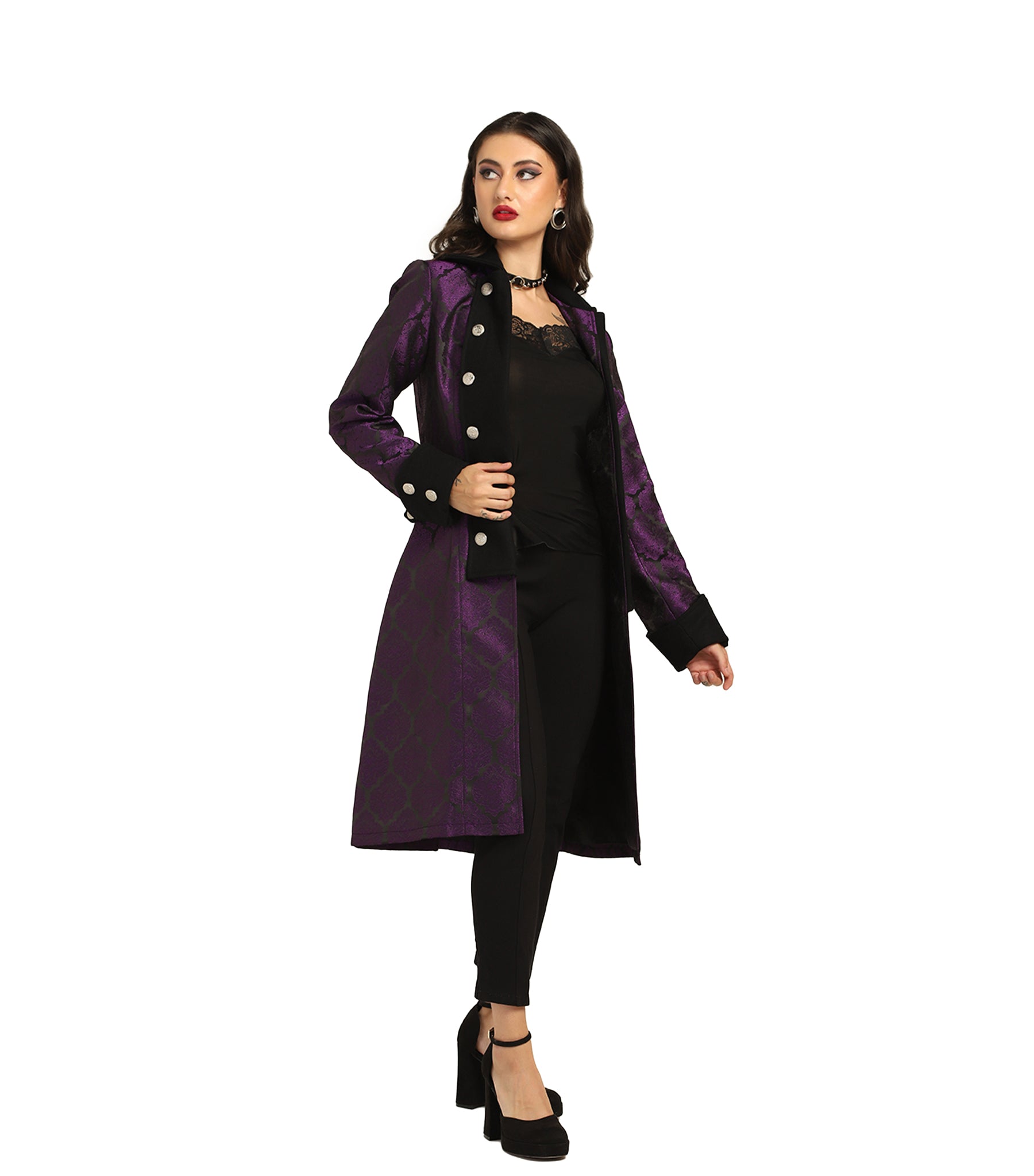 girl wearing long pirate coat